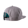 back view of tan hat with teal fish pattern interior