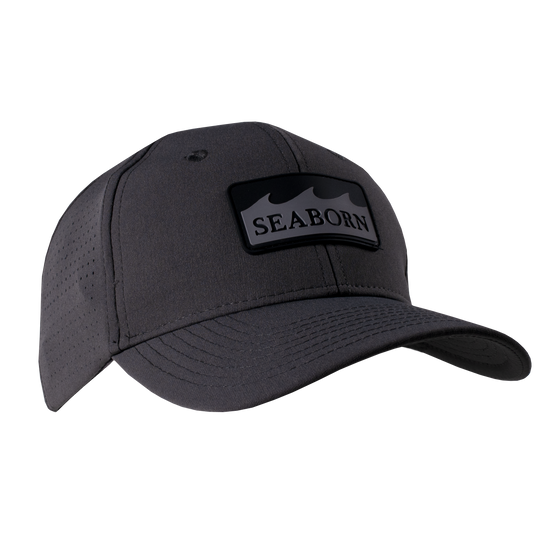 charcoal hat with Seaborn wave patch on front