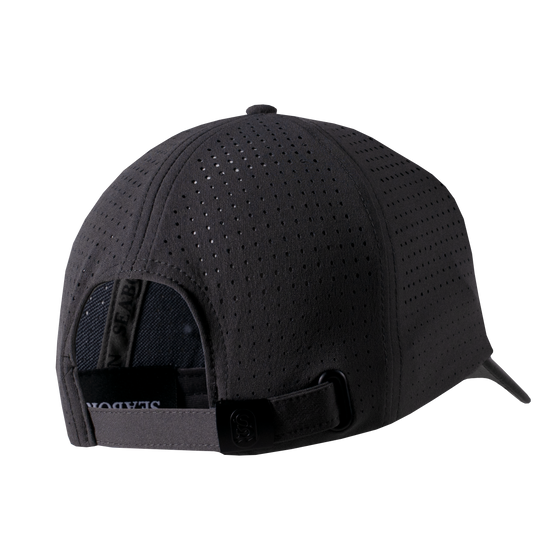 back view of charcoal hat showing adjustable strap